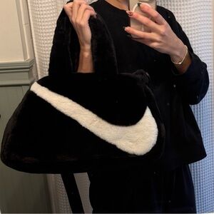 Nike Black and White Faux Fur Tote